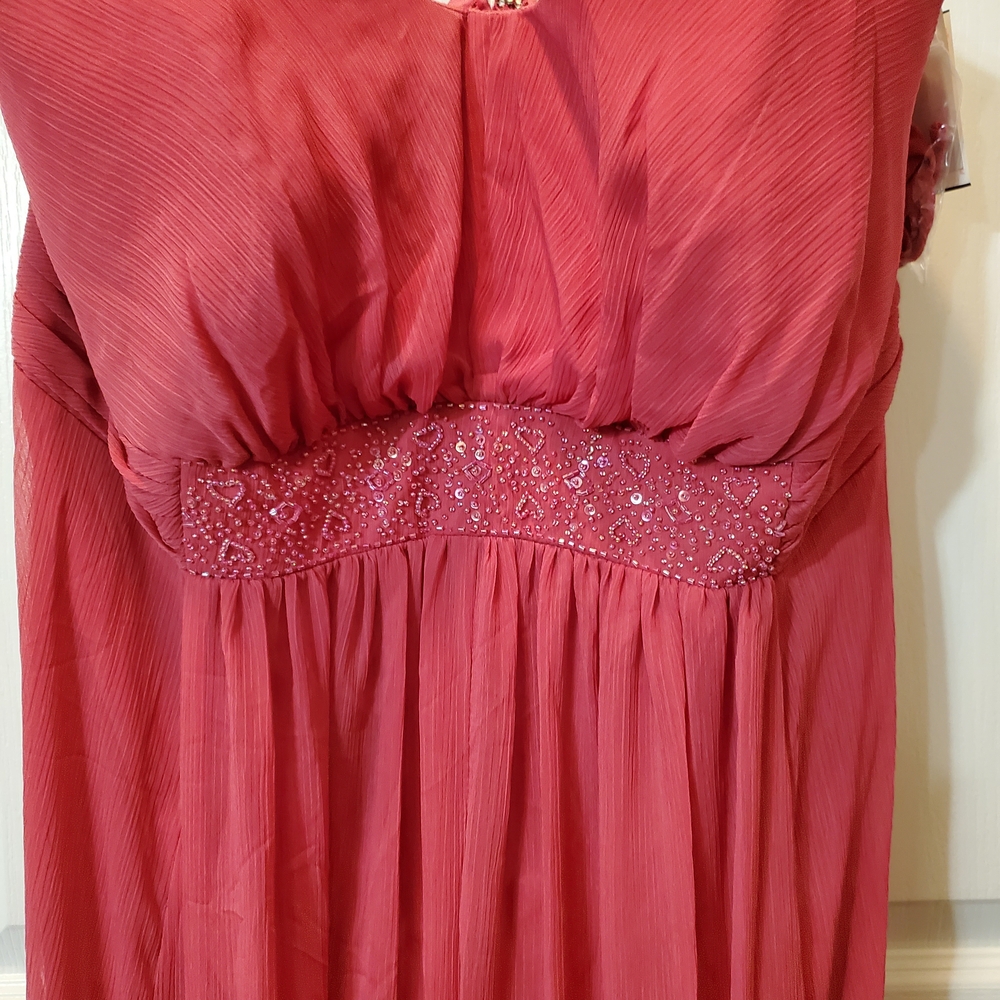 David's Bridal Pink Ruched Babydoll Dress